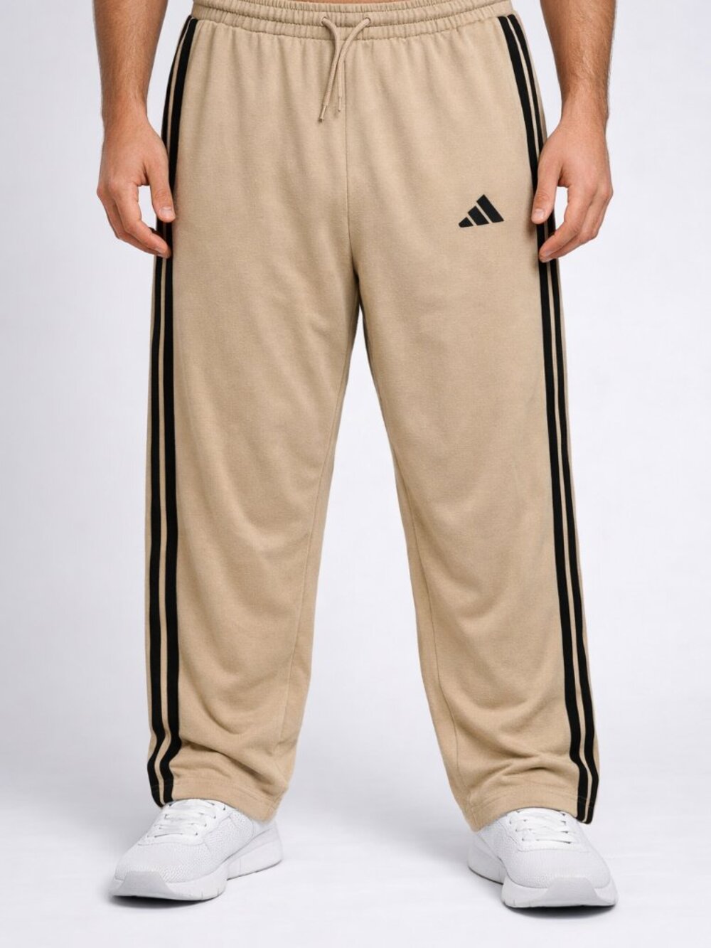 adidas Tan Sweatpants with Black Stripes